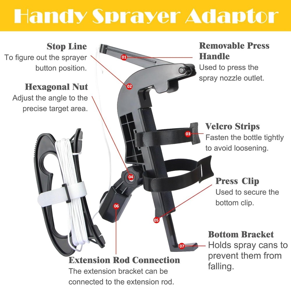 Spray Can Trigger Handle & Extension Adapter for Aerosol Cans, Paint & Duster