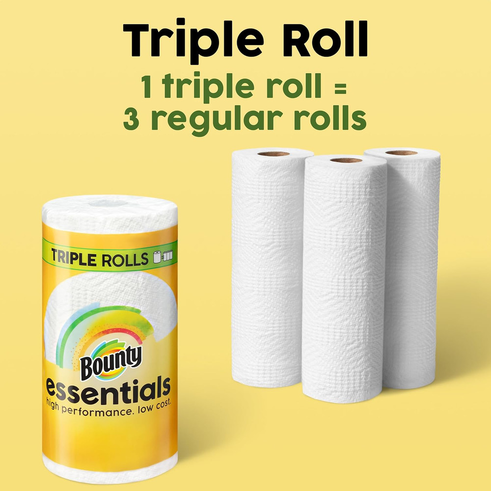 Essentials Select-A-Size Paper Towels, White, 2 Triple Rolls = 6 Regular Rolls (