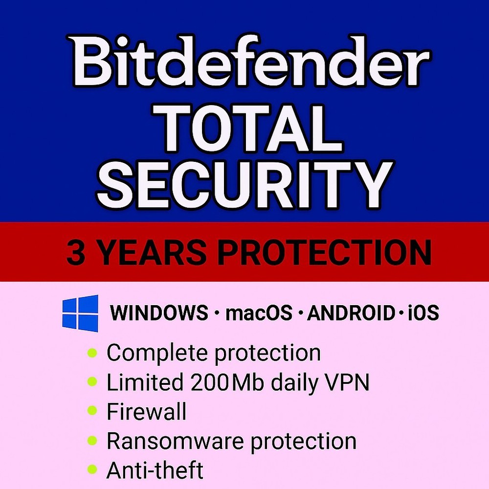 Bitdefender Total Security - 3 Years 3 Devices (Windows, MAC, Android)