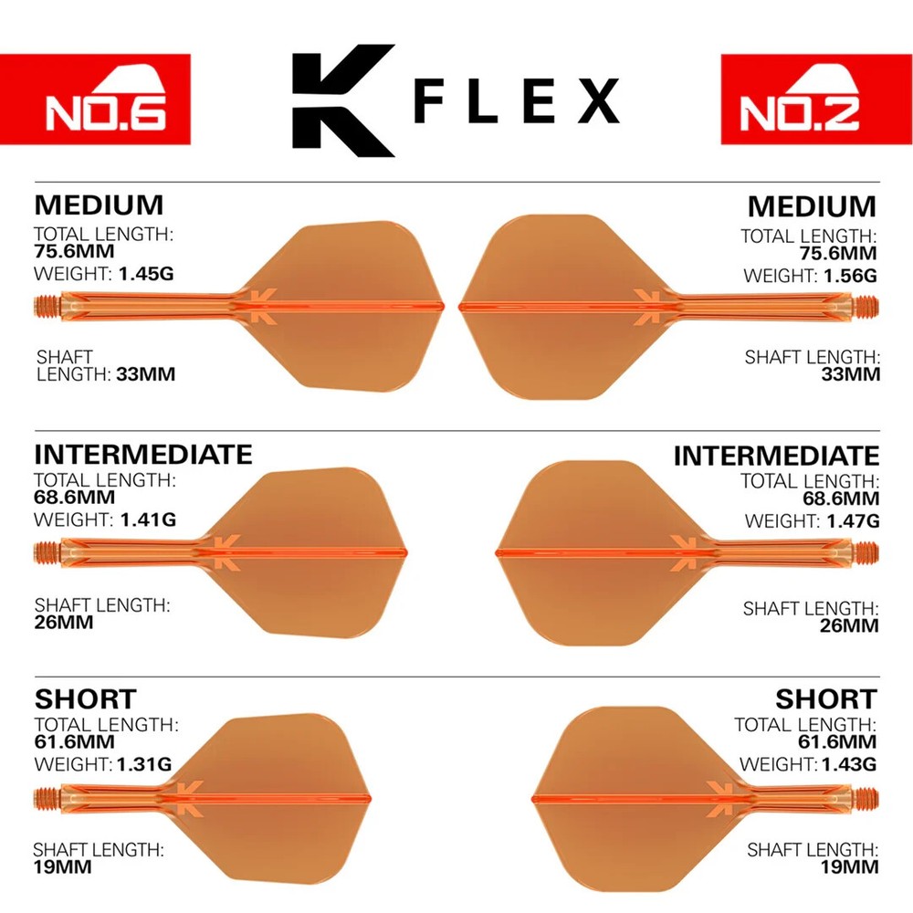 NO2 STANDARD RED INTERMEDIATE TARGET K-FLEX 1 PIECE SHAFT AND FLIGHT