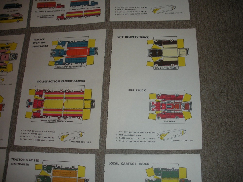14 VINTAGE TRUCKS EXCITING ACTION MODELS 10 1/2"X 7" LAYOUT SCENERY
