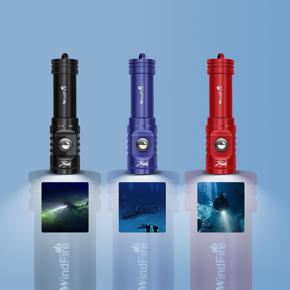 WINDFIRE TS08 Dive Light Super Bright, Scuba Flashlight Red-TS08