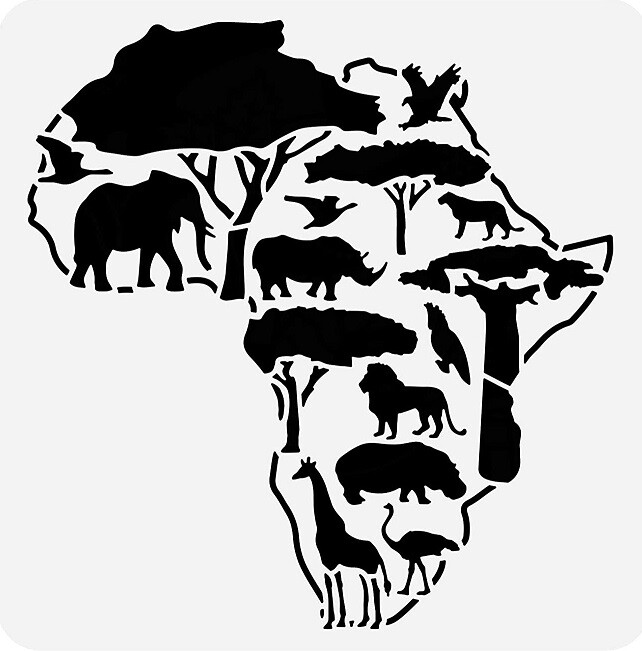 8"x8.5" Clear Plastic Stencil - Africa (ME444)