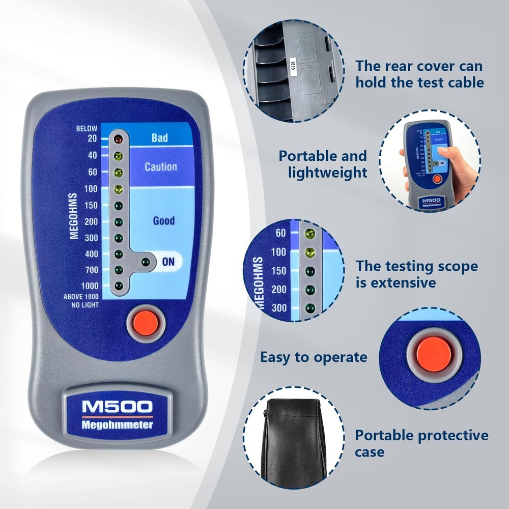 M500 Megohmmeter for Insulation Testing，Compatible with Supco M500 Electr