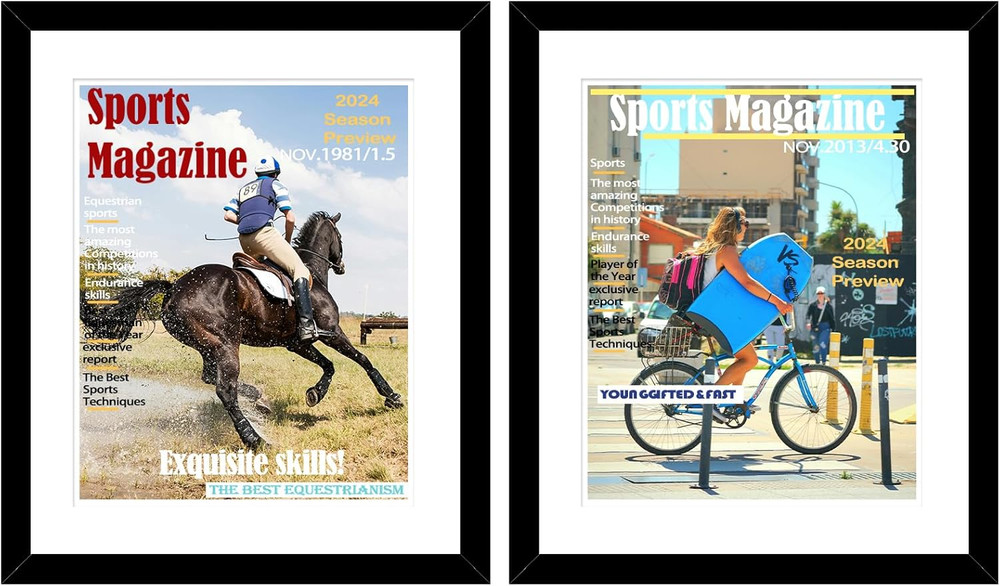 4-Pack Black Magazine Display Frames with Plexiglass for Wall Mounting