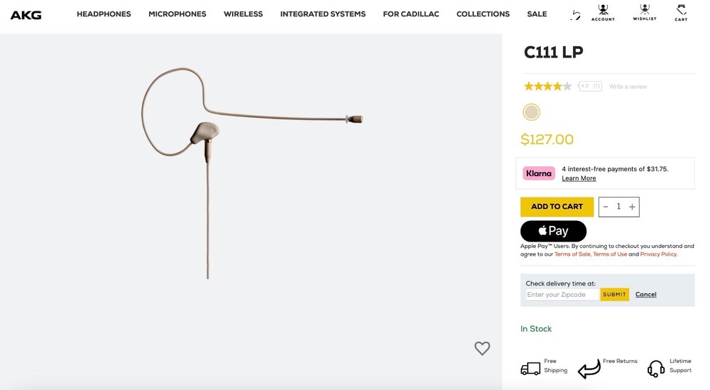 AKG C111 LP Lightweight Ear Hook Microphone