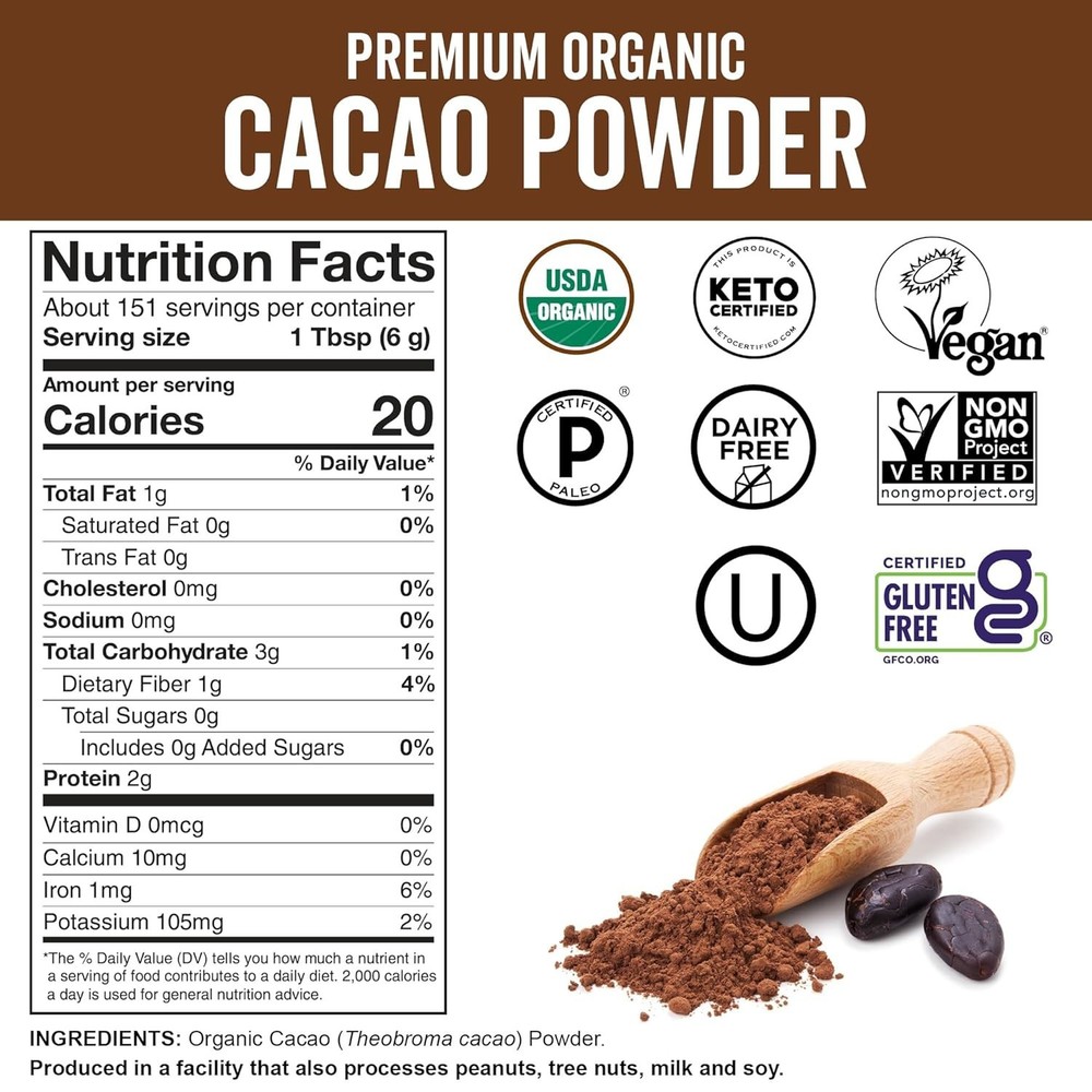 Unsweetened Cacao Powder - Perfect for Baking, Smoothies