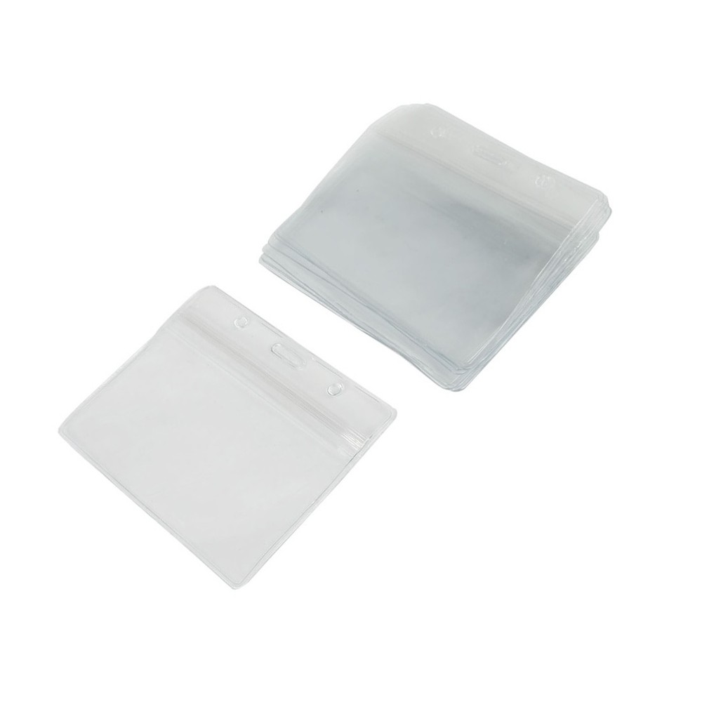 Plastic Horizontal Business Working Name ID Badge Card Holder 10pcs