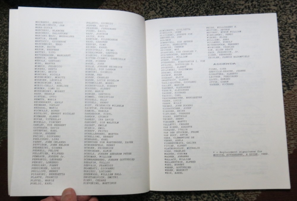 Musical Autographs A Comparative Guide (2nd Supplement 1994) by J.B. Muns.