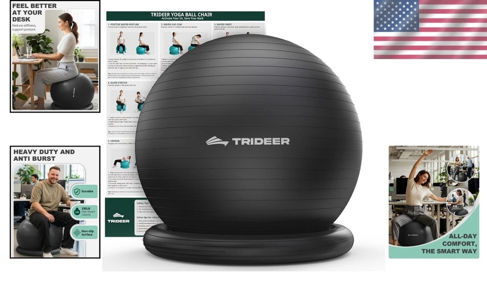 Yoga Ball with Stability Base - Core Workout & Stretching