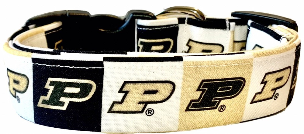 Purdue University Logo Blocks Handmade Dog Collar
