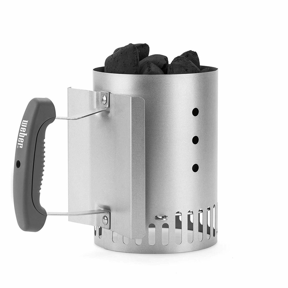 Compact Rapidfire Chimney Starter Charcoal Grill Start Lighter Can Bin W/ Handle