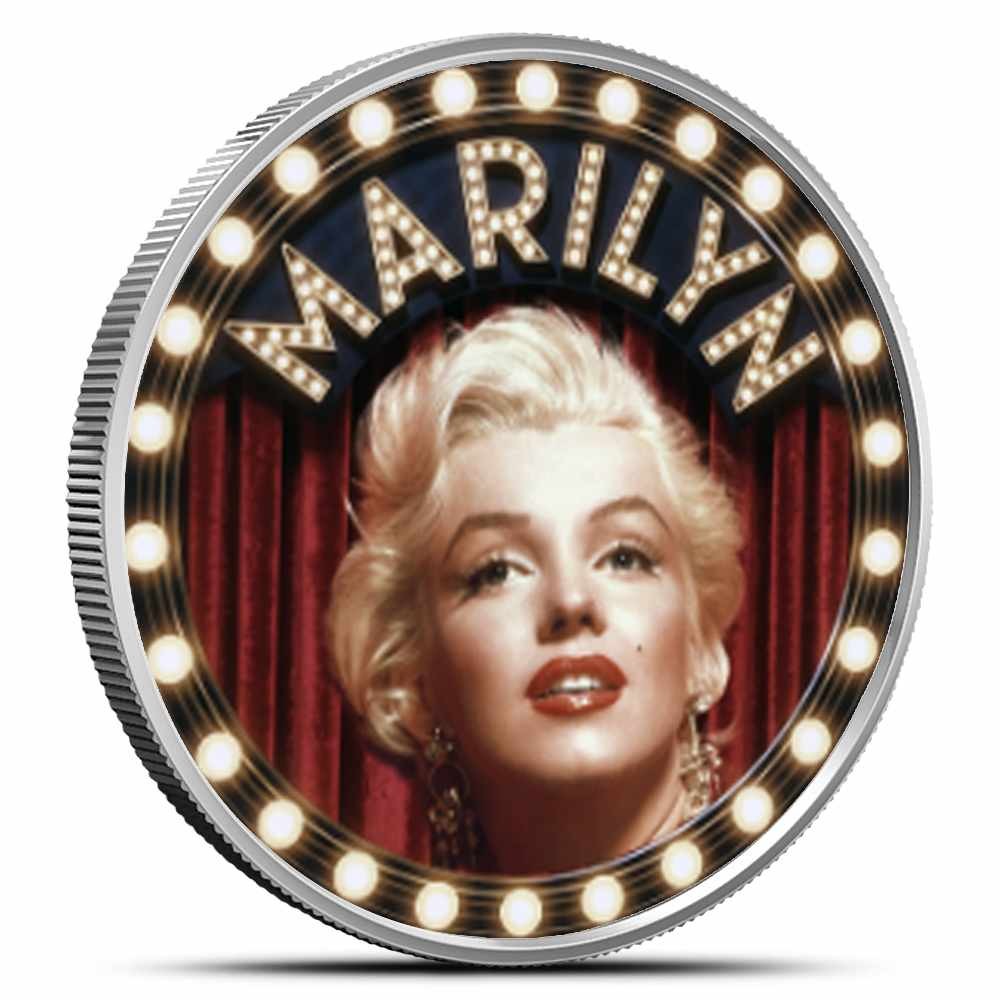 1 oz Colorized Marilyn Monroe Silver Round (New, Capsule)