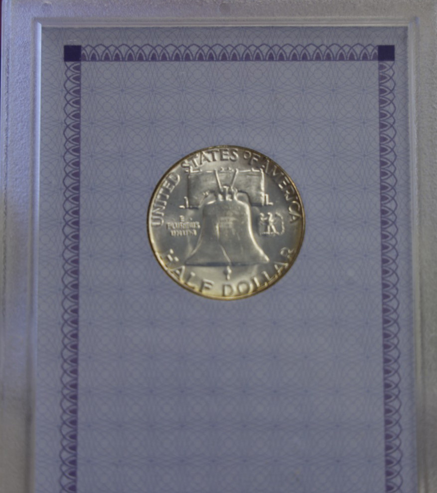 1955 US Franklin Half 50c Unc in Case