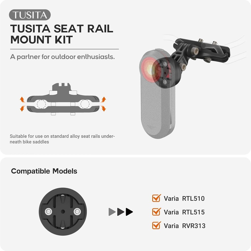 Durable Seat Rail Mount for Garmin Varia Tail Lights - Lightweight & Secure
