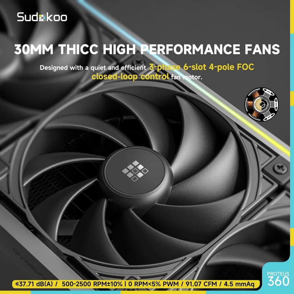 Sudokoo Proteus 360 AIO LCD Liquid CPU Cooler (OPEN BOX)