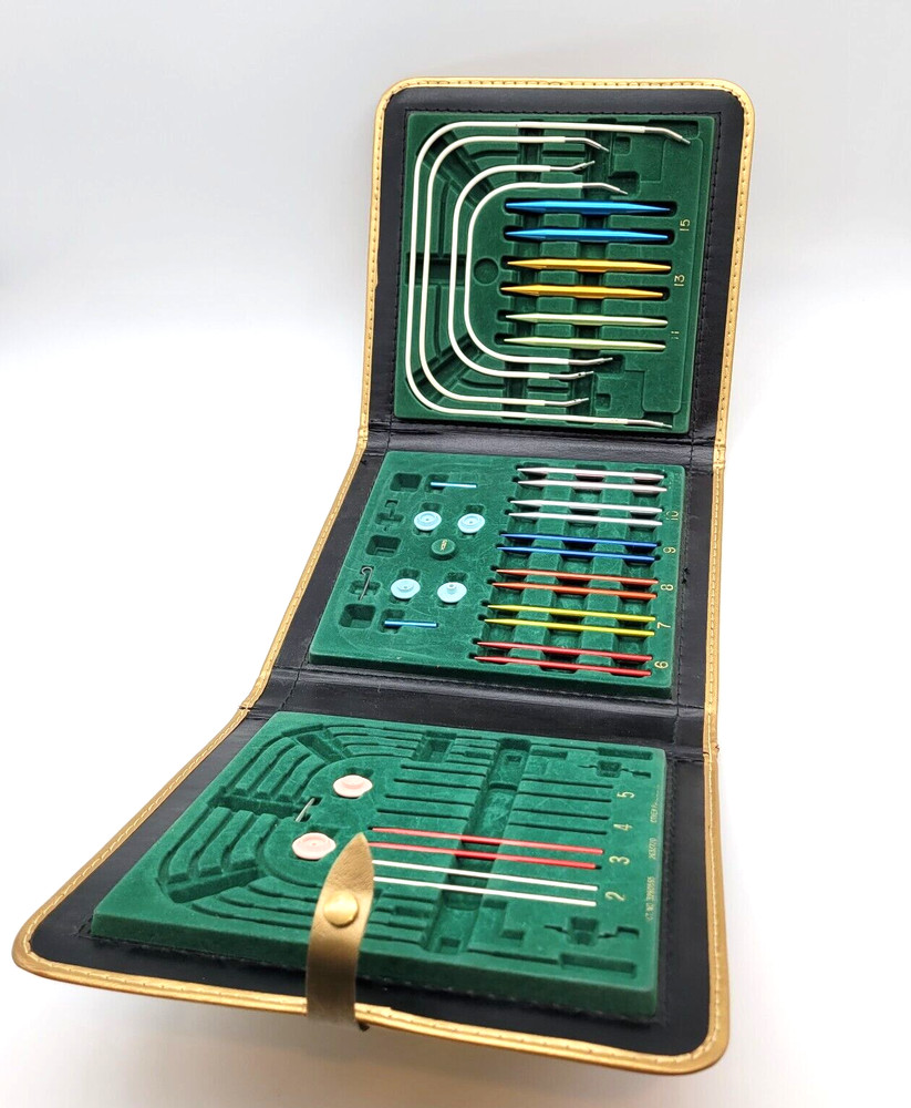 Vntg Sears Needlemaster Knitting Needle Kit Tri-Fold Case 1970's Pieces Missing