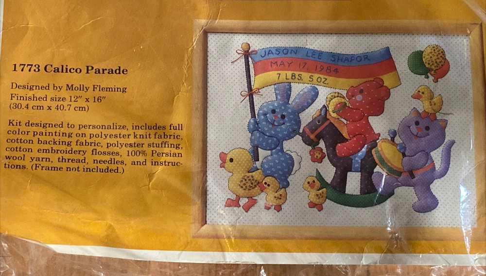 Creative Circle #1773 Calico Parade Birth Announcement Kit New!