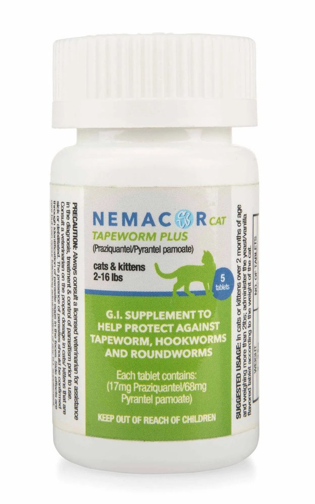 Nemacor Plus G.I. Support Supplement for Cats - Small Scored Tablets with