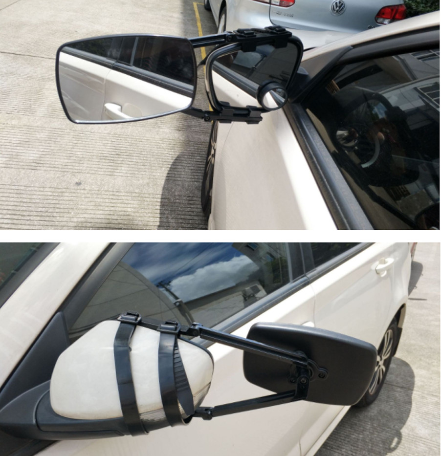 2Pcs Universal Adjustable Caravan Trailer Towing Mirror Clip-On Extension Mirror