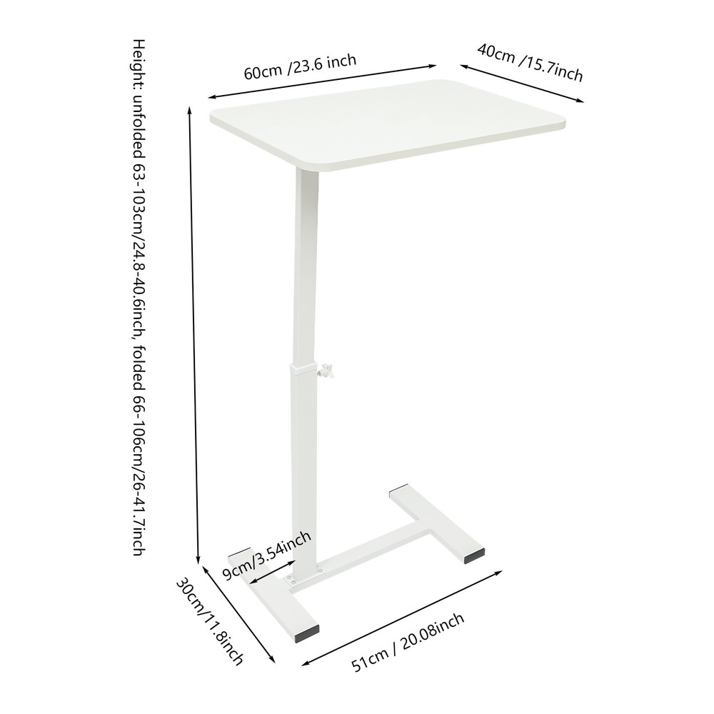 Bedside Table Adjustable Hospital & Home Use Bed Table Rolling Laptop Table