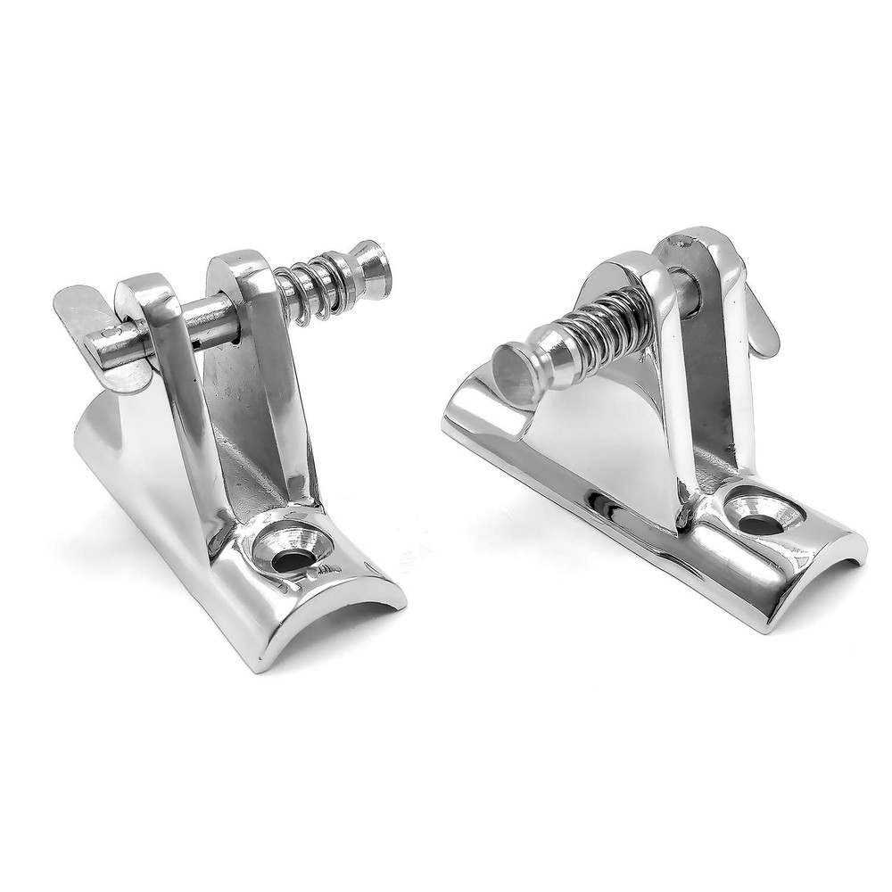2 PCS Bimini Top Deck Hinge 90°Fitting Concave Base Hardware with Quick Rel