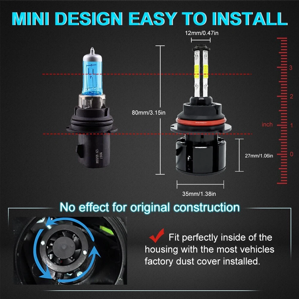 HB5 9007 LED Headlight Bulbs High Low Beam 10000W 1000000LM Super Bright White