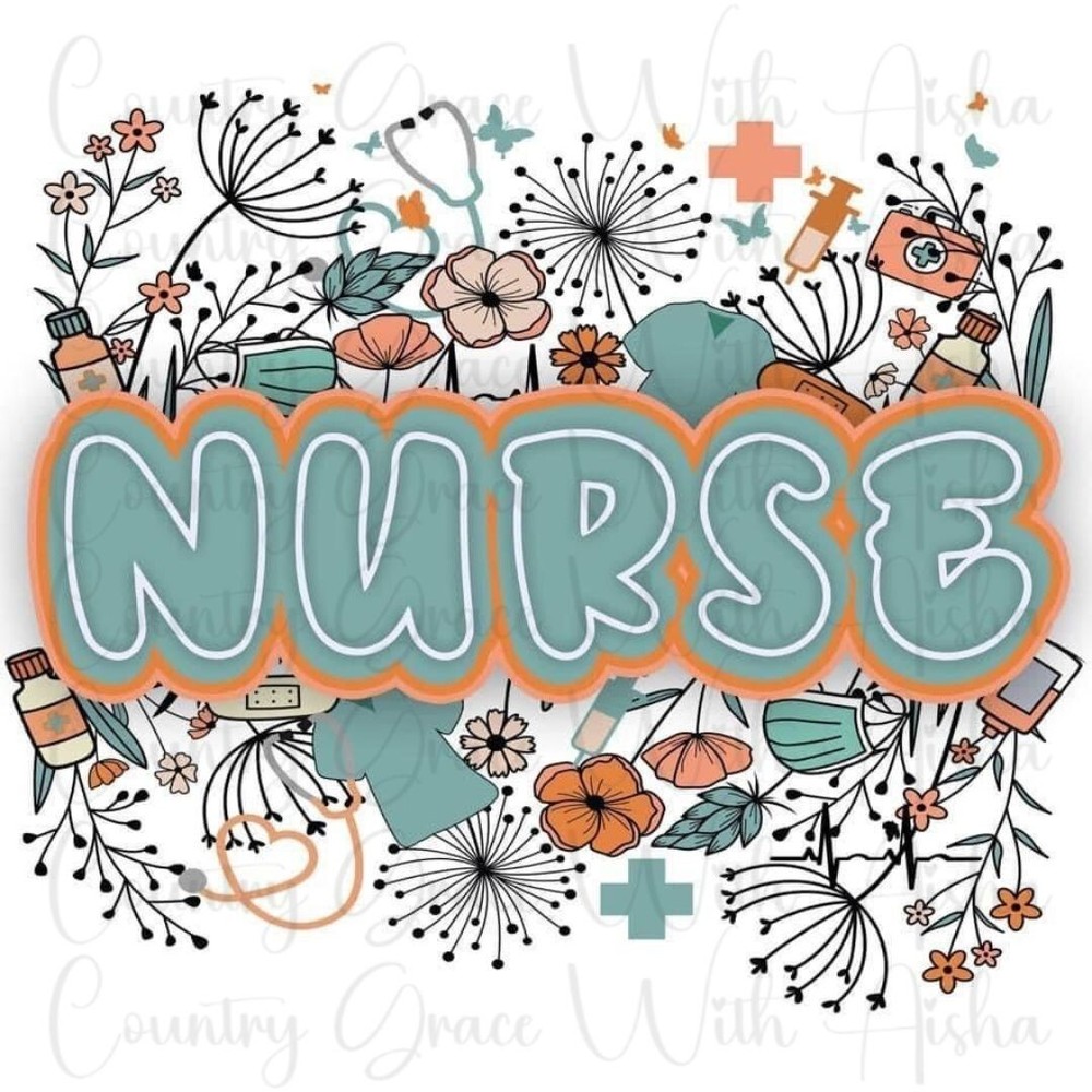 Sublimation Transfer Nurse Floral Ready To Press Heat Transfer