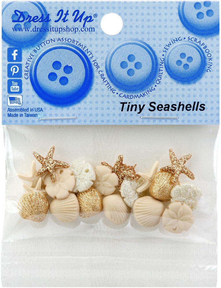 Dress It Up Embellishments-Tiny Seashells - 6 Pack