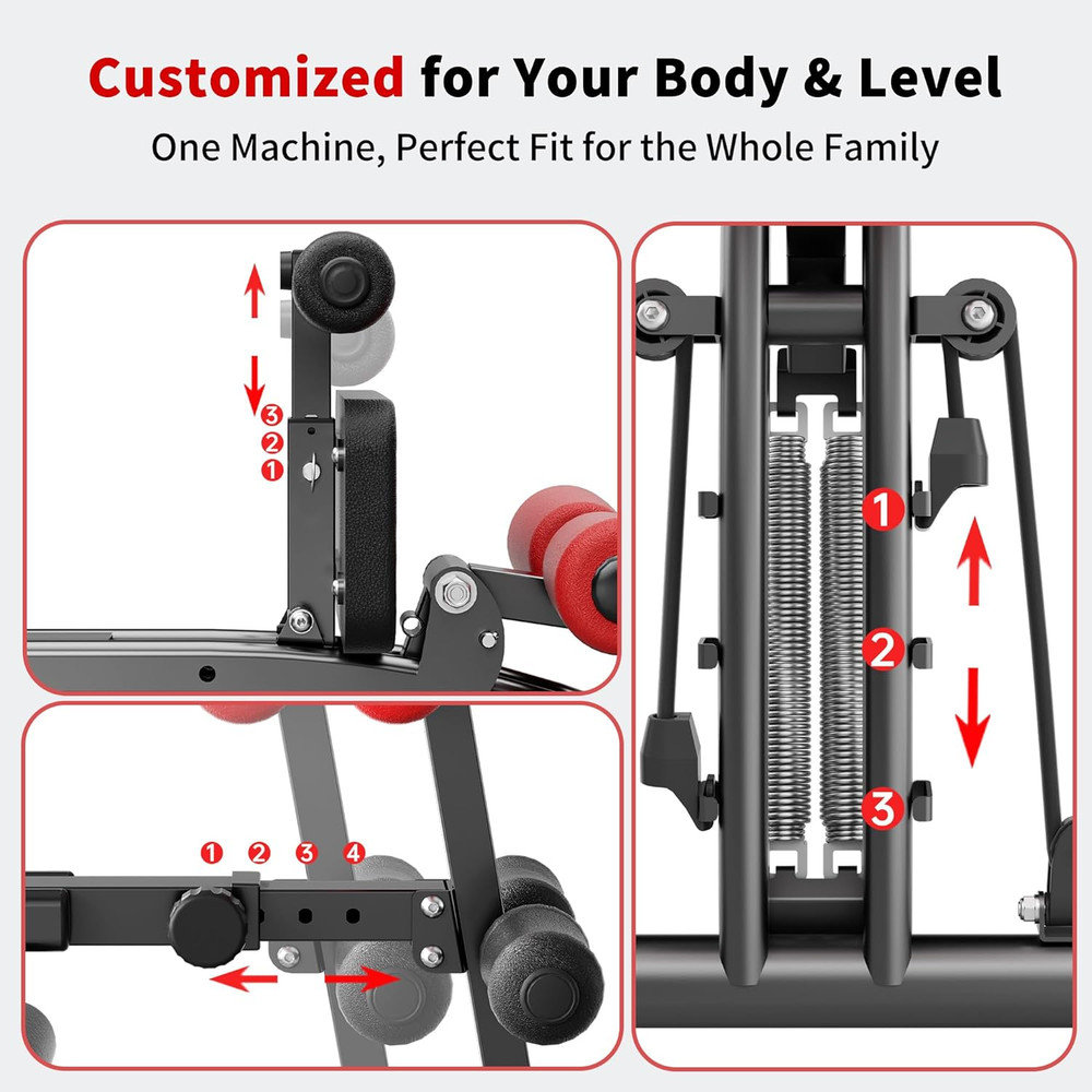 Ab Machine with Squat Machine, Multi-Functional Adjustable Ab Trainer, Ab Workou