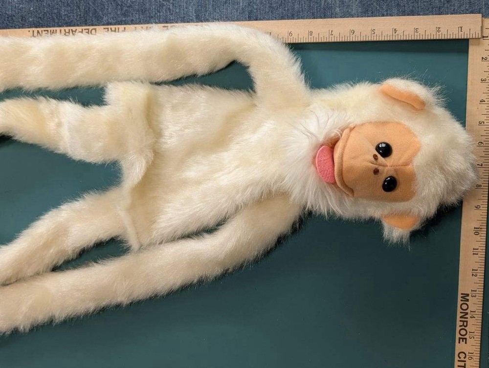 Vintage White Shaggy Fur Monkey Puppet