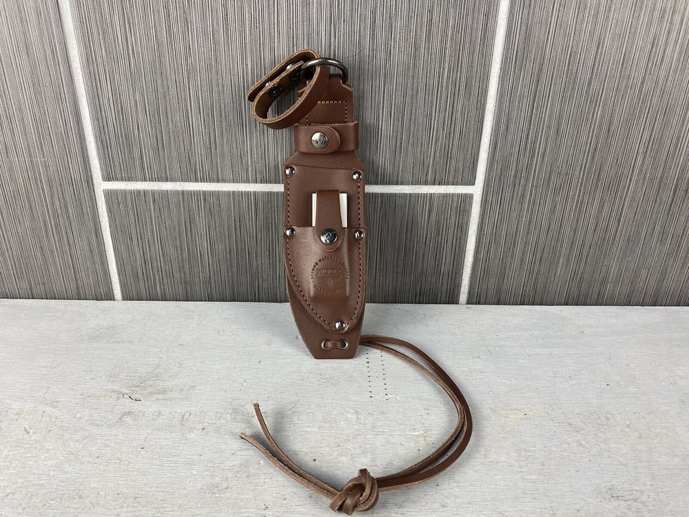 WOOX Rock 62 Sheath Fixed Blade Leather Construction Includes Sharpening Stone