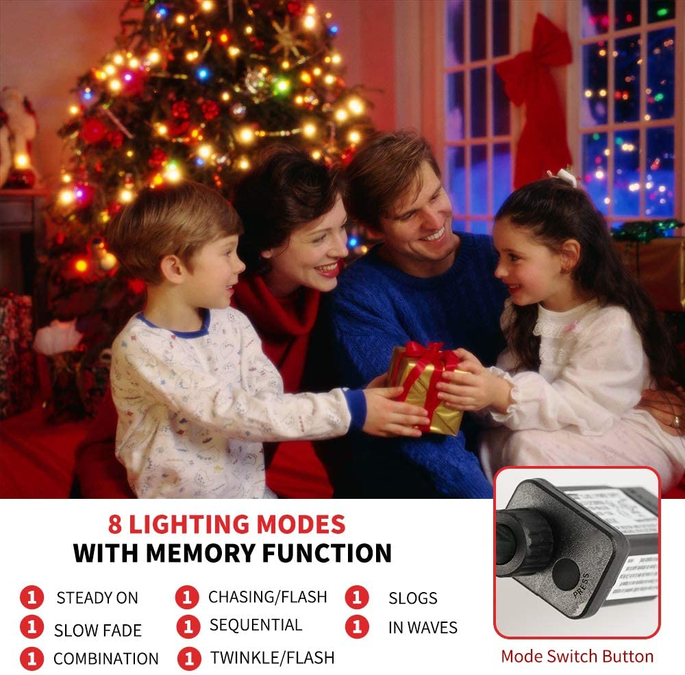Christmas Lights Outdoor Indoor String Lights 105FT 300LED 8Mode Memory Function