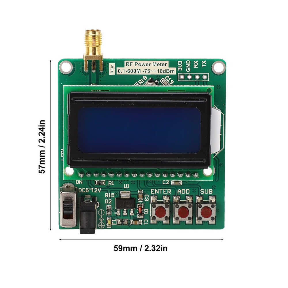 RF Power Meter Digital Display Settable Power Attenuation Logarithmic Detector ˇ