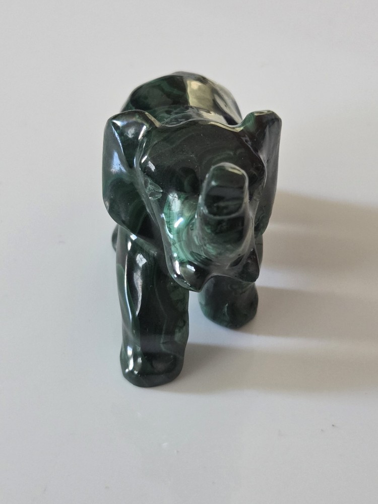 Malachite Carved & Polished Elephant 5+oz #0090