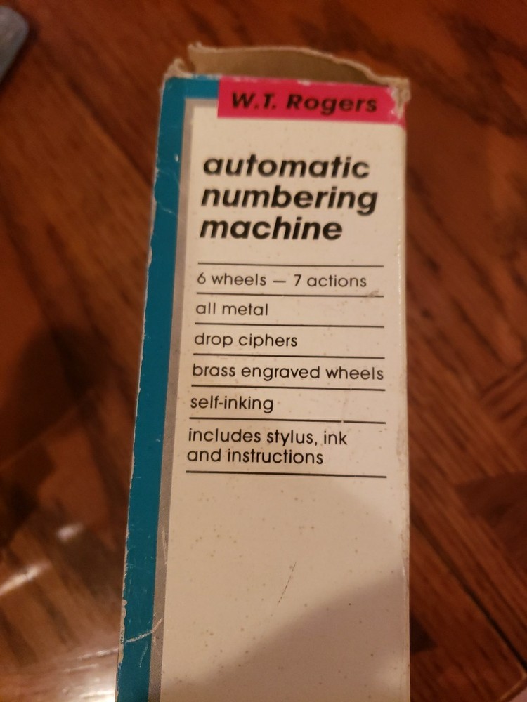 Vintage W T Rogers Automatic Numbering Machine.