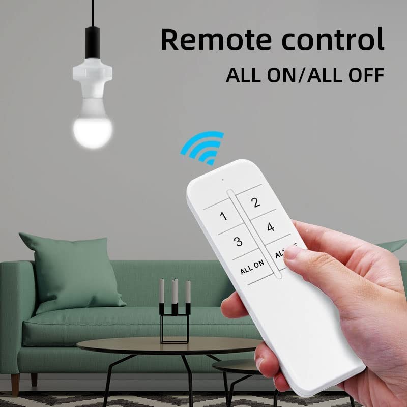 Wi-Fi Smart 2.4G Remote Control Light Socket E26 E27 Bulb Socket Adapter, eWe...