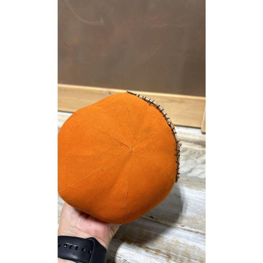 Primitive Style Pumpkin Head Wooden Stem Halloween