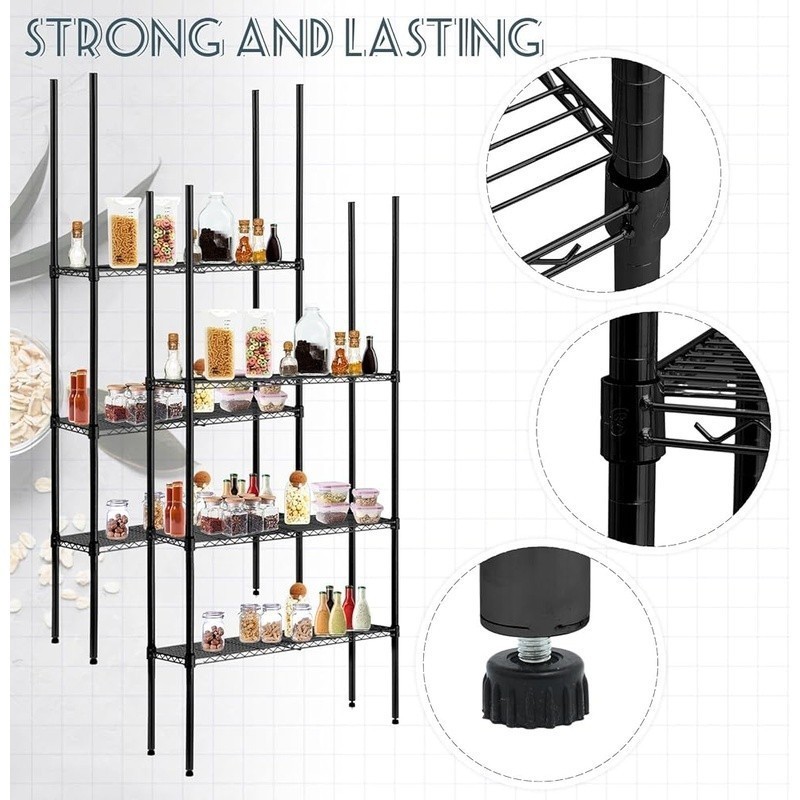 74 Inch Chrome Wire Shelving Posts 8 Pack Adjustable Shelf Clips Storage New