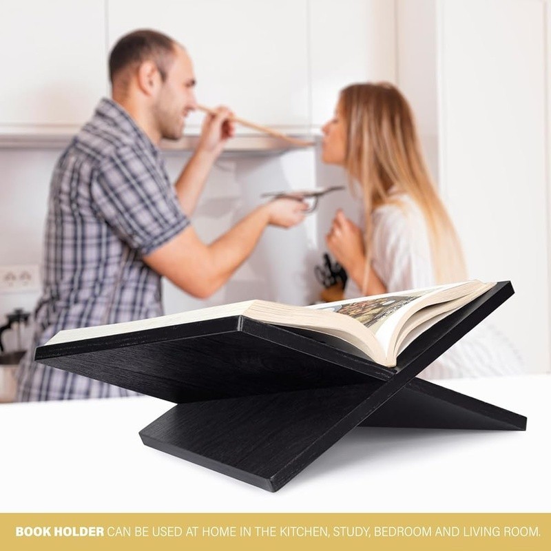 Wooden Book Stand Adjustable Foldable Multi-Use Display Holder Natural Finish