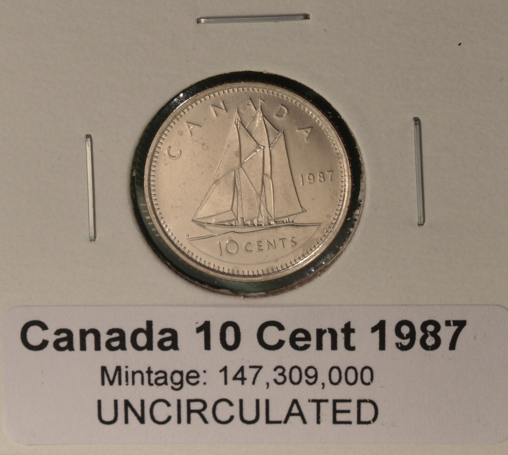 1987 Canada Dime - UNCIRCULATED - from original mint roll - ten cent