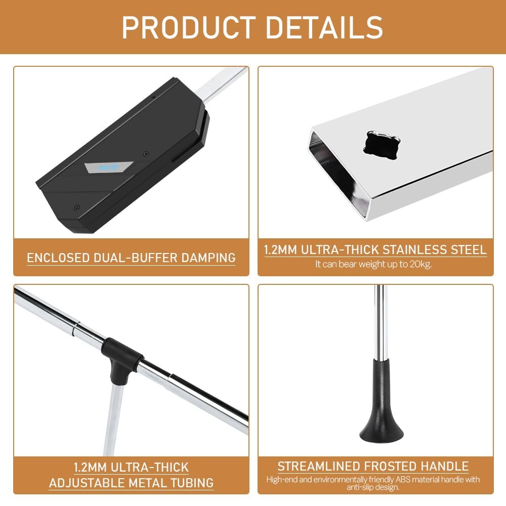 Pull Down Closet Rod, 60 lbs Load Capacity, Stainless Steel Adjustable 26-35 ...