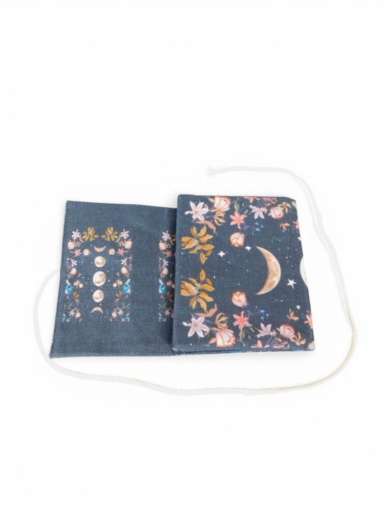 Moon Phase & Floral Tarot Card Holder With String Wrap
