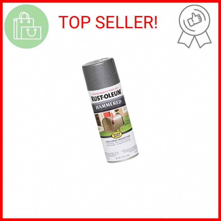 Rust-Oleum 7214830 Stops Rust Hammered Spray Paint, 12 oz, Gray