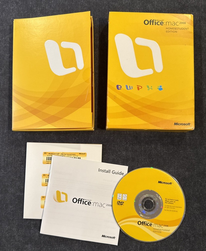 Official Microsoft Office 2008 Home and Student Edition for Mac w Key Code!