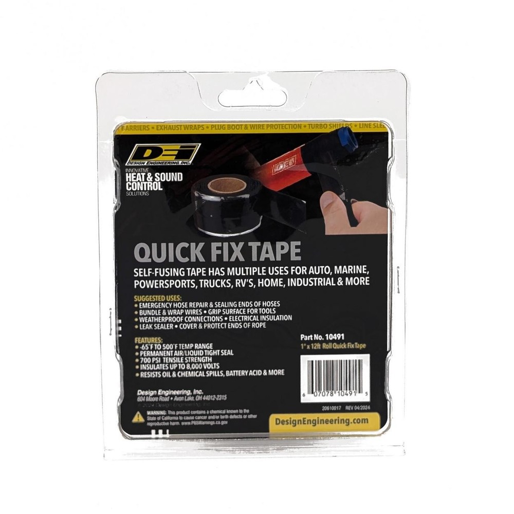 Design Engineering 10491 Quick Fix Tape Black 1in x 12ft