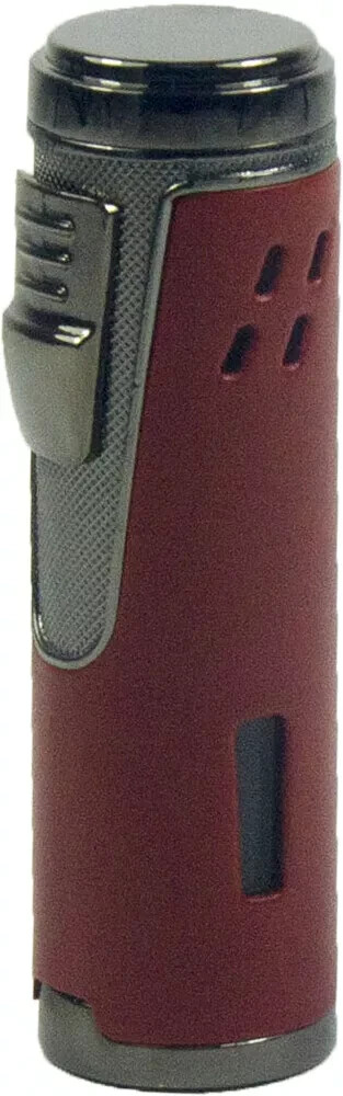 Quad Flame Cigar Torch Lighter with Cigar Punch Cutter Red Flame Adjustable