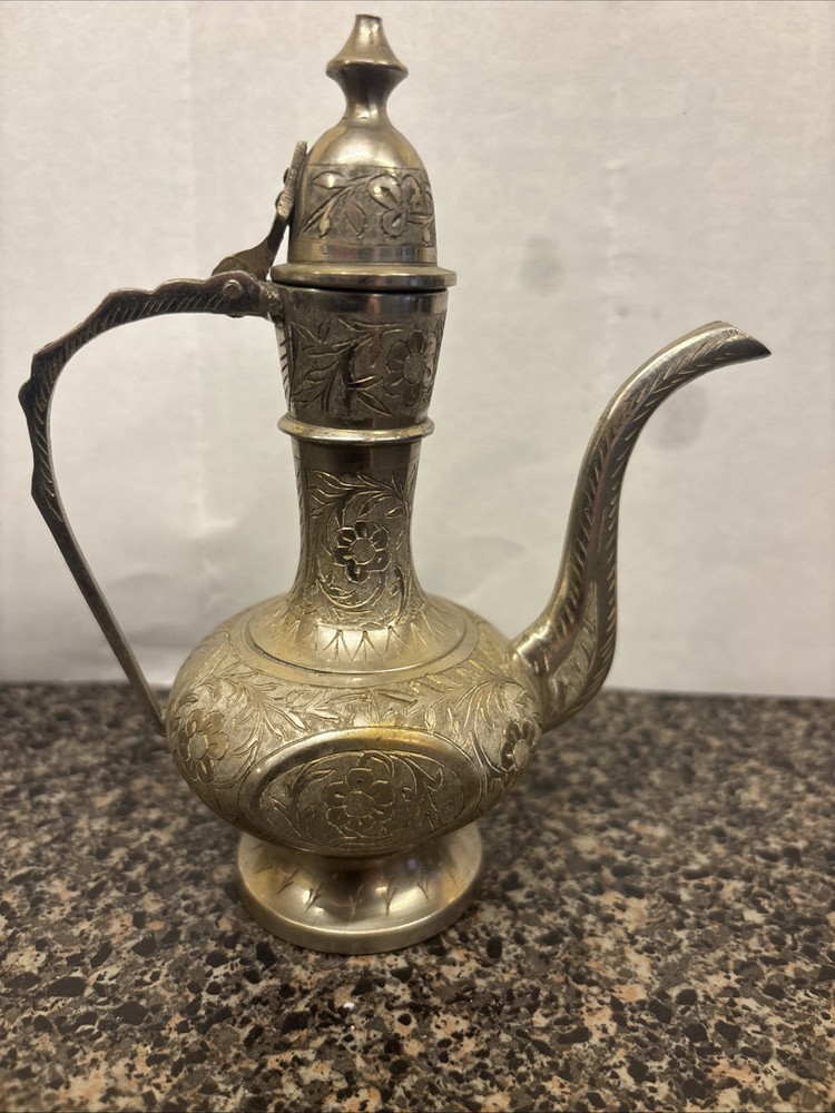 Vintage Solid Brass Mini Teapot; India; 5.5"