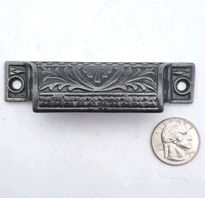 Antique Bin Pull Apothecary Drawer Pull Handle Old Eastlake Cast Iron Hardware