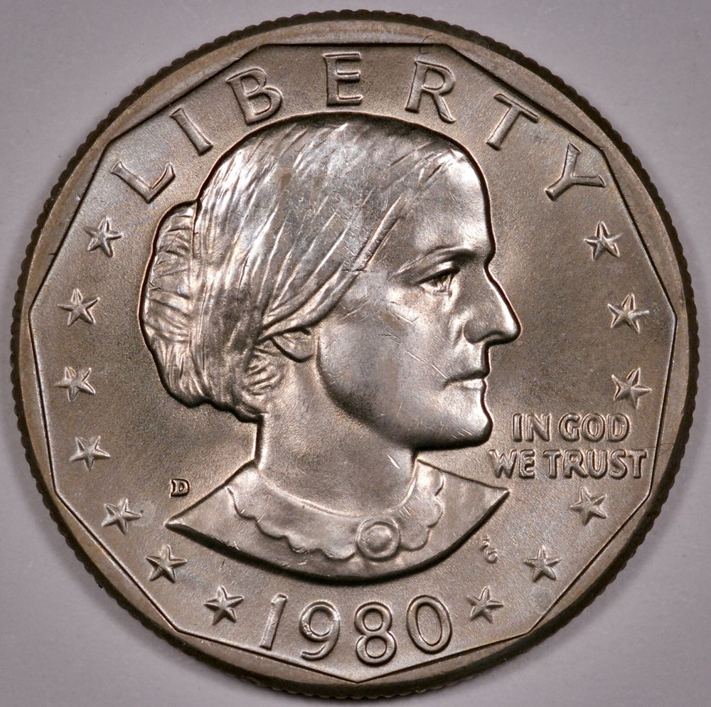 $1 1980 D Susan B Anthony SBA, uncirculated UNC toned (E122)
